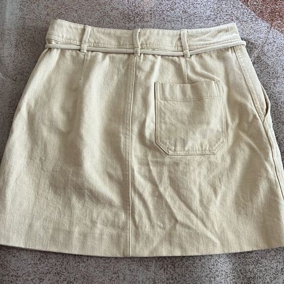 Madewell Capital A-Line Denim Mini Skirt with Belt in Vanilla Ivory - Picture 6 of 6